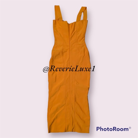 HOUSE OF CB 'Charlene' Tangerine Bandage Midi Dress - Picture 10 of 13
